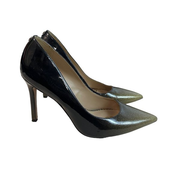 Sam Edelman Hazel Pump Pointed Toe Stiletto Black Gold Sparkle High Heels Sz 9.5 - Picture 5 of 8